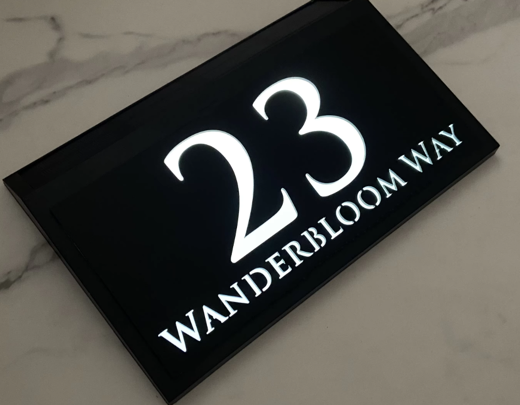 LED SOLAR CUSTOM HOUSE SIGN NUMBER STREET SIGN ACRYLIC WHITE LIGHT ADDRESS DOOR WALL PLAQUE