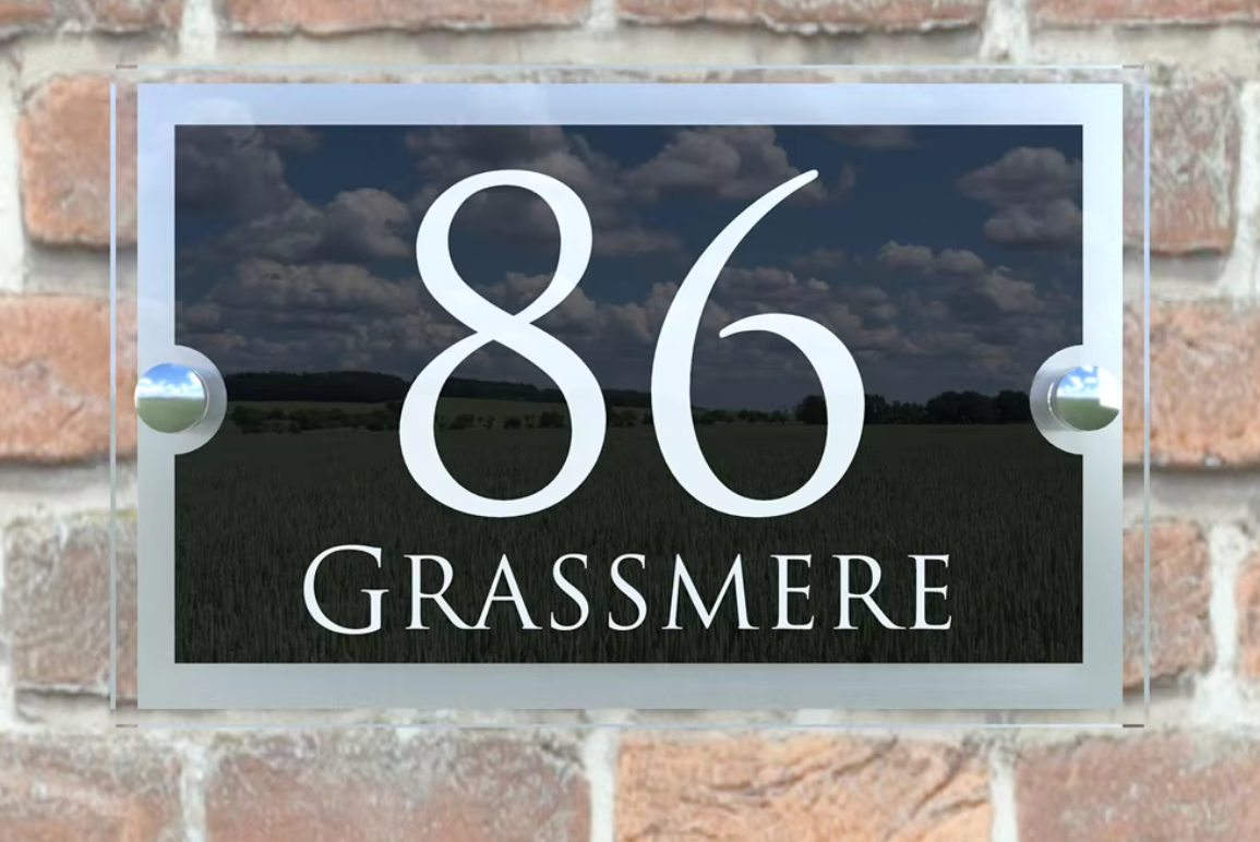 HOUSE SIGN ADDRESS SIGN 3D MODERN ACRYLIC GLASS EFFECT BLACK NUMBER PLAQUE