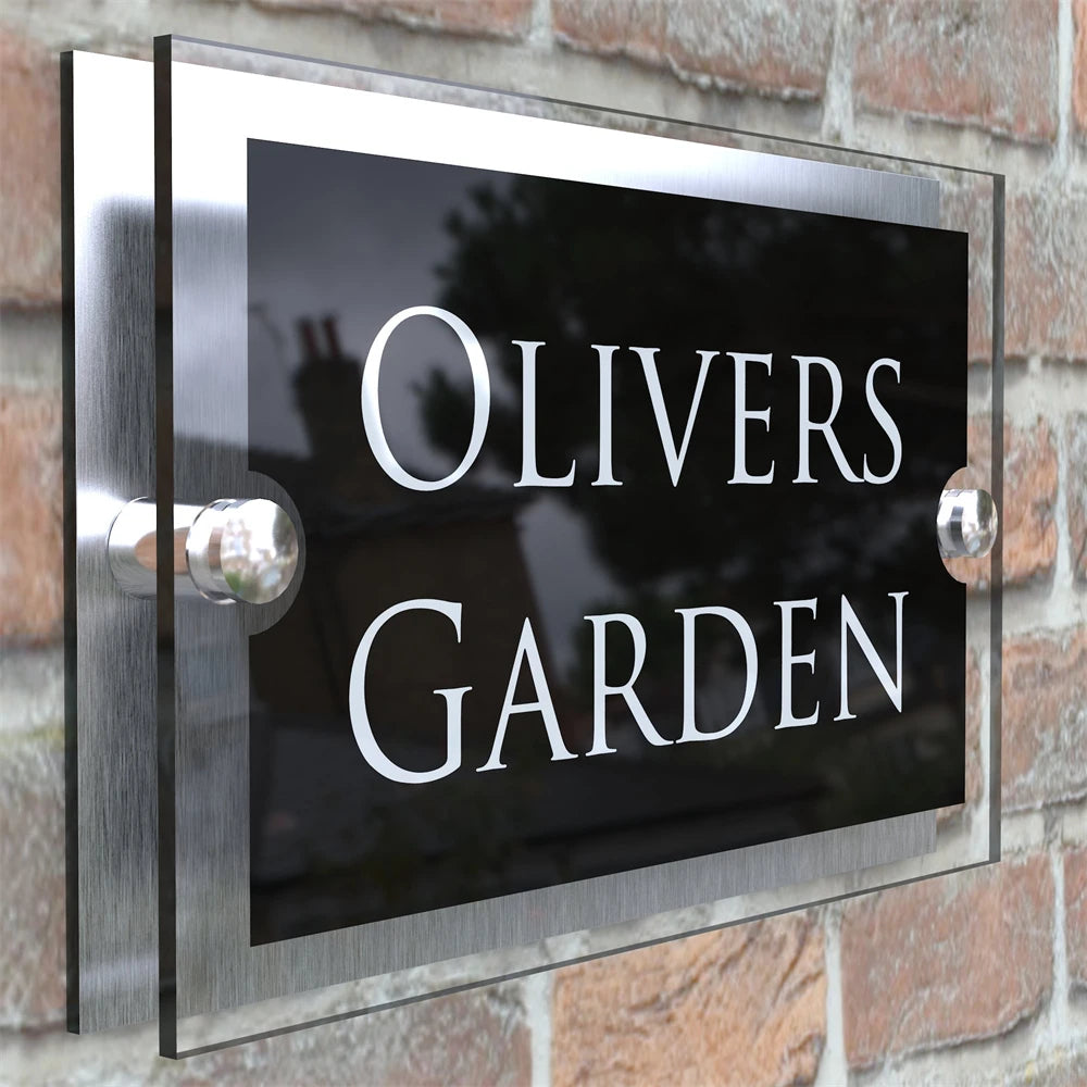 HOUSE SIGN ADDRESS SIGN 3D MODERN ACRYLIC GLASS EFFECT BLACK NUMBER PLAQUE