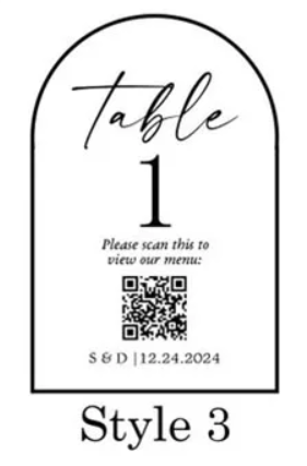 CUSTOM ACRYLIC TABLE NUMBER SIGN WITH QR CODE WEDDING RESTAURANT MENU