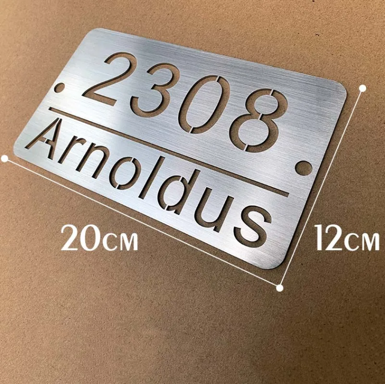 CUSTOM STAINLESS STEEL HOUSE SIGN NUMBER STREET SIGN SILVER ADDRESS DOOR WALL PLAQUE