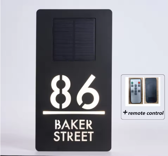 Custom Vertical Solar LED House Sign | Personalised Address Plaque