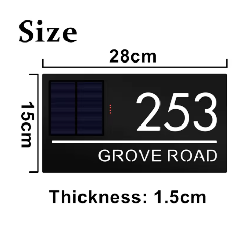 LED SOLAR LIGHT UP CUSTOM HOUSE SIGN NUMBER STREET SIGN ACRYLIC ADDRESS DOOR WALL PLAQUE