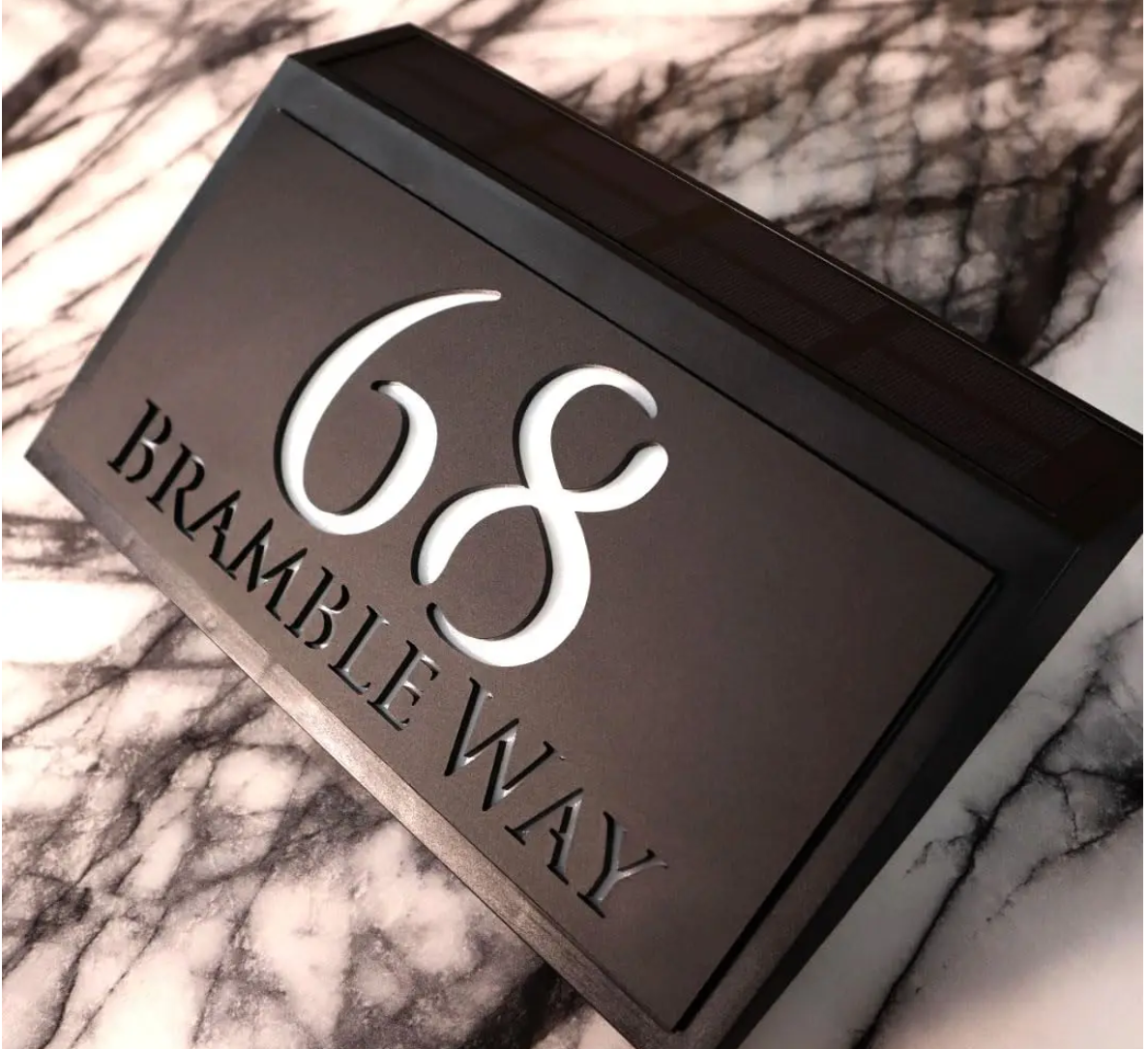 LED SOLAR CUSTOM HOUSE SIGN NUMBER STREET SIGN ACRYLIC WHITE LIGHT ADDRESS DOOR WALL PLAQUE