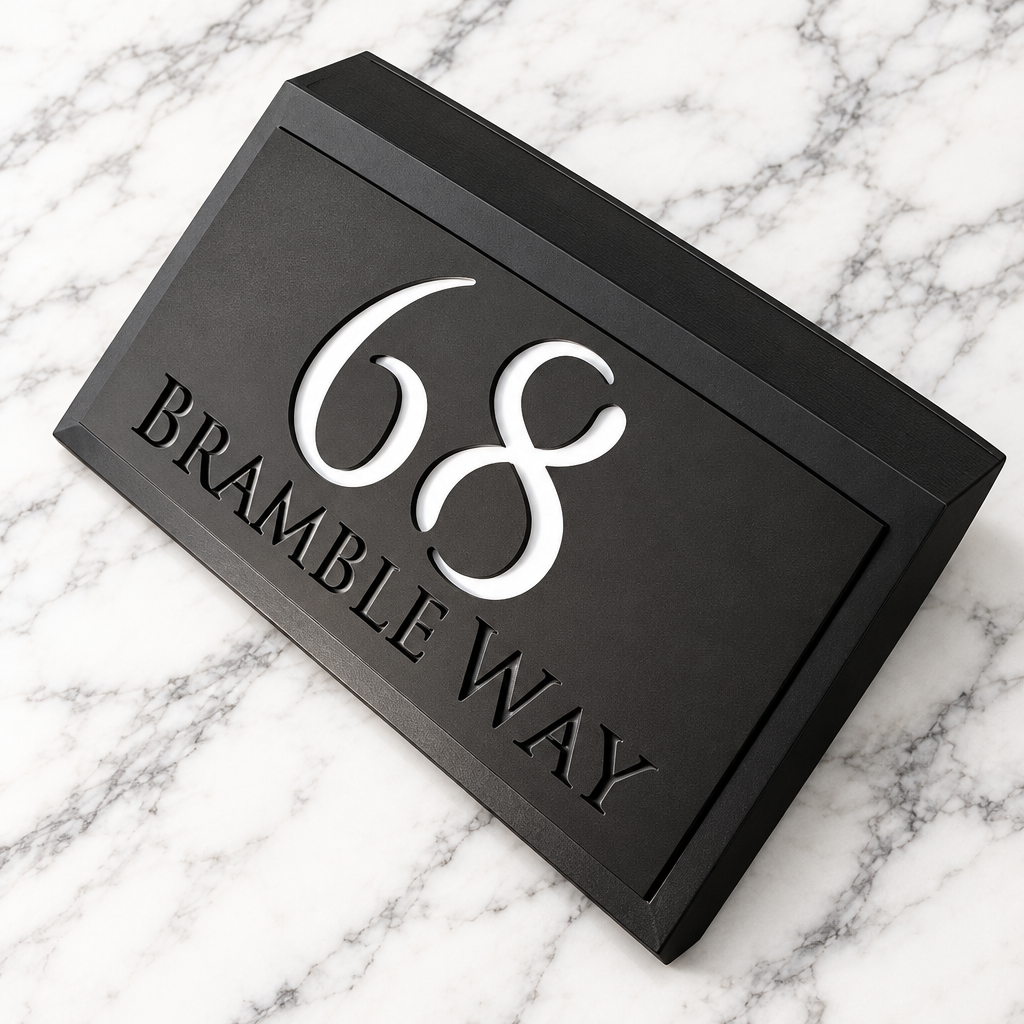 Custom LED Solar House Sign | Personalised Illuminated Address Plaque