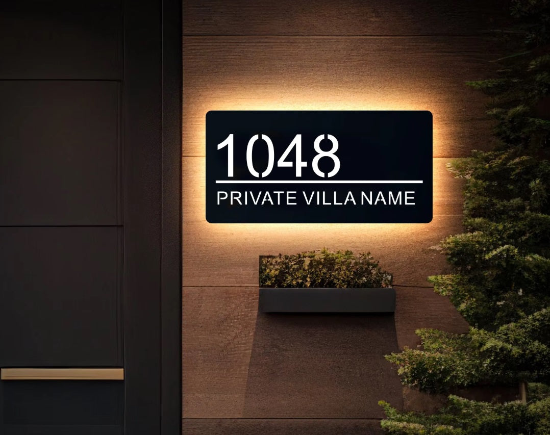 CUSTOM LED LIGHT UP HOUSE SIGN NUMBER STREET SIGN ACRYLIC ADDRESS DOOR WALL PLAQUE
