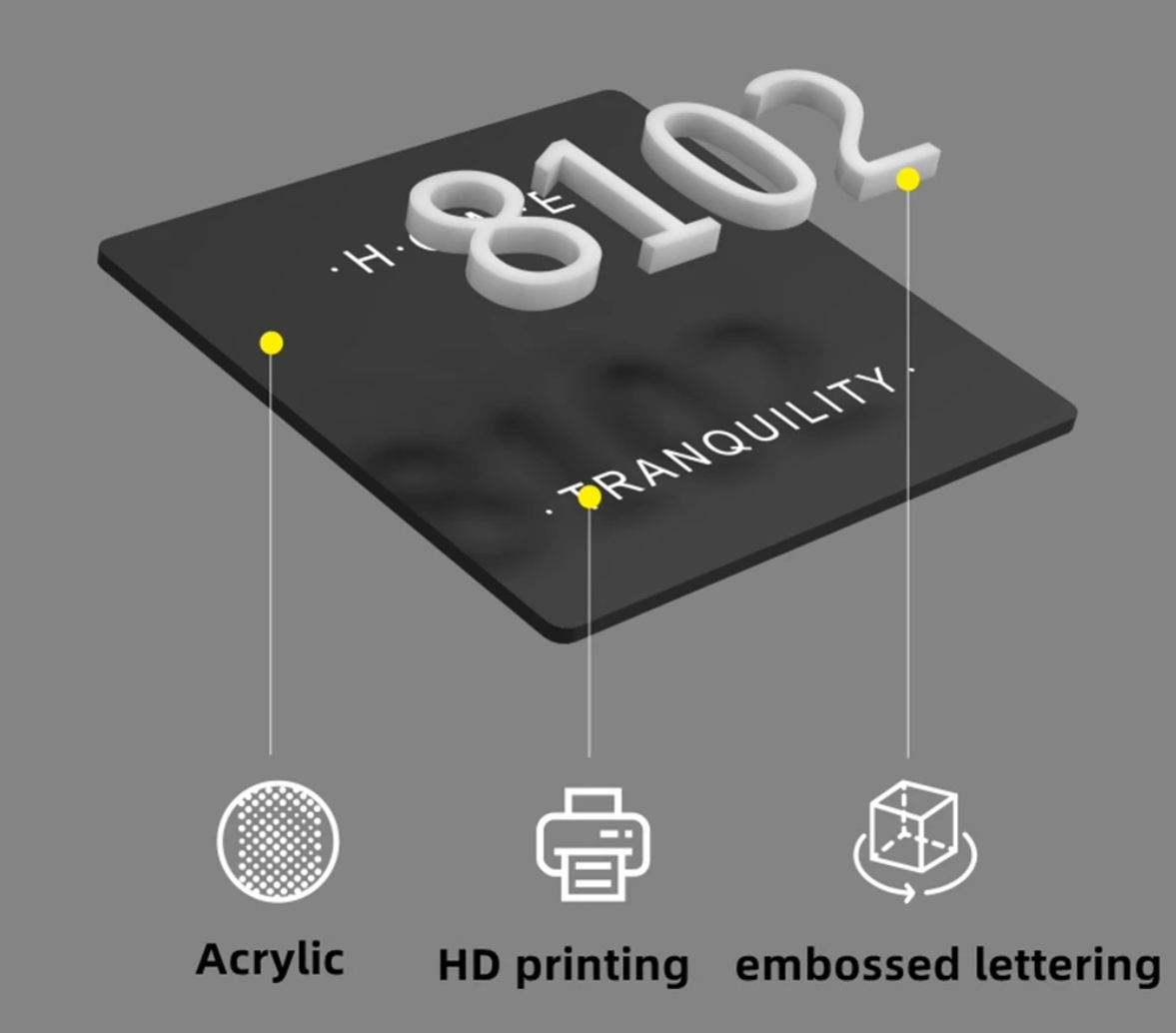 CUSTOM HOUSE SIGN ADDRESS SIGN 3D ACRYLIC MODERN HOUSE NUMBER PLAQUE STREET SIGN