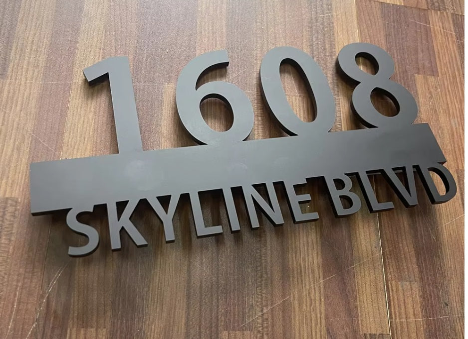 CUSTOM HOUSE SIGN NUMBER STREET SIGN BLACK ACRYLIC ADDRESS DOOR OUTSIDE WALL PLAQUE