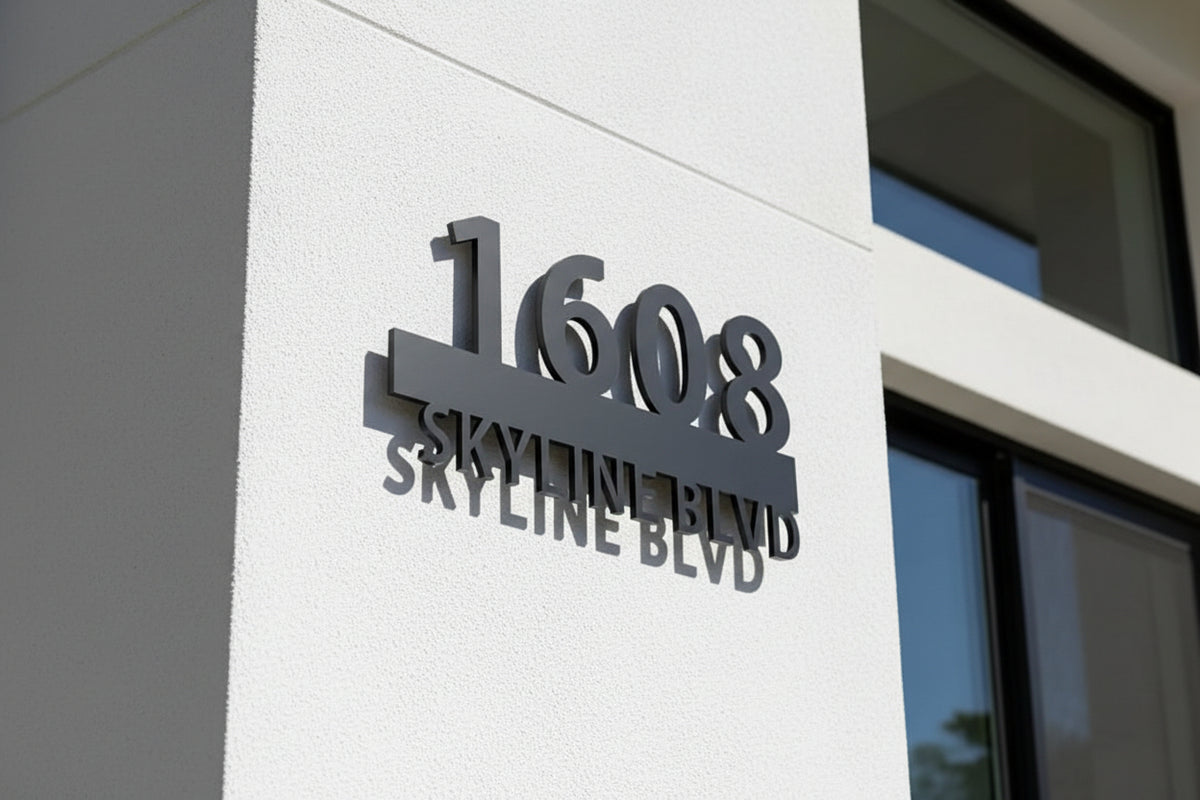Custom Black Acrylic Floating House Sign | 3D Personalised Number & Street Address Plaque