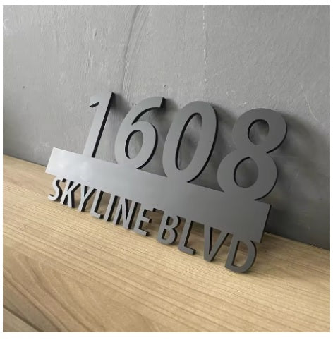 CUSTOM HOUSE SIGN NUMBER STREET SIGN BLACK ACRYLIC ADDRESS DOOR OUTSIDE WALL PLAQUE
