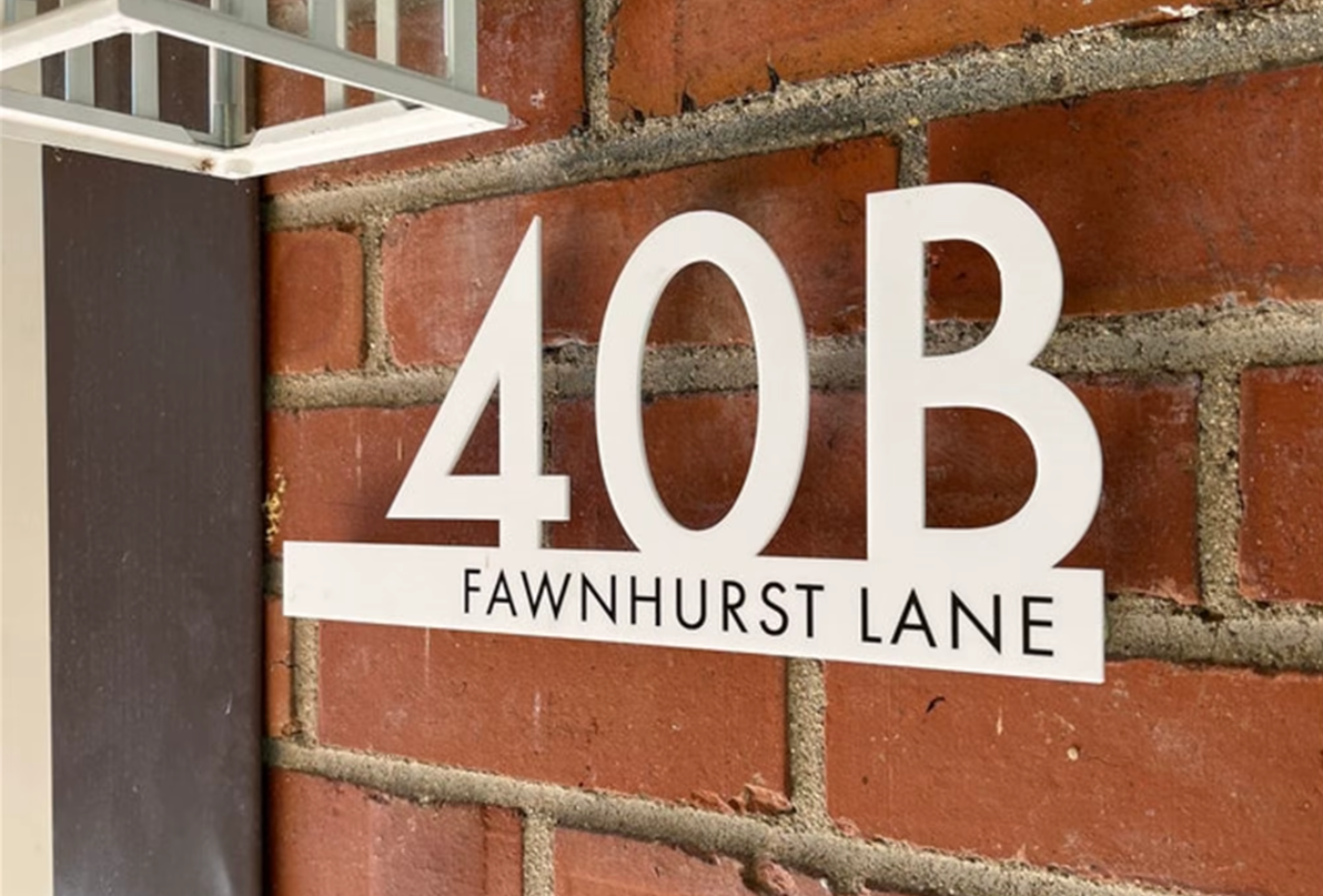 Custom White & Black Acrylic House Sign | Personalised Number & Street Address Plaque
