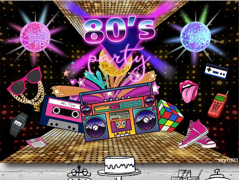Disco Retro 80s Personalised Birthday Party Banner Backdrop Beebi Belle