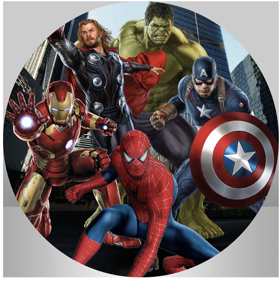 AVENGERS SPIDER MAN HULK THOR IRON MAN CAPTAIN AMERICA PARTY SUPPLIES ROUND  BIRTHDAY PERSONALISED BANNER BACKDROP DECORATION - Beebi Belle