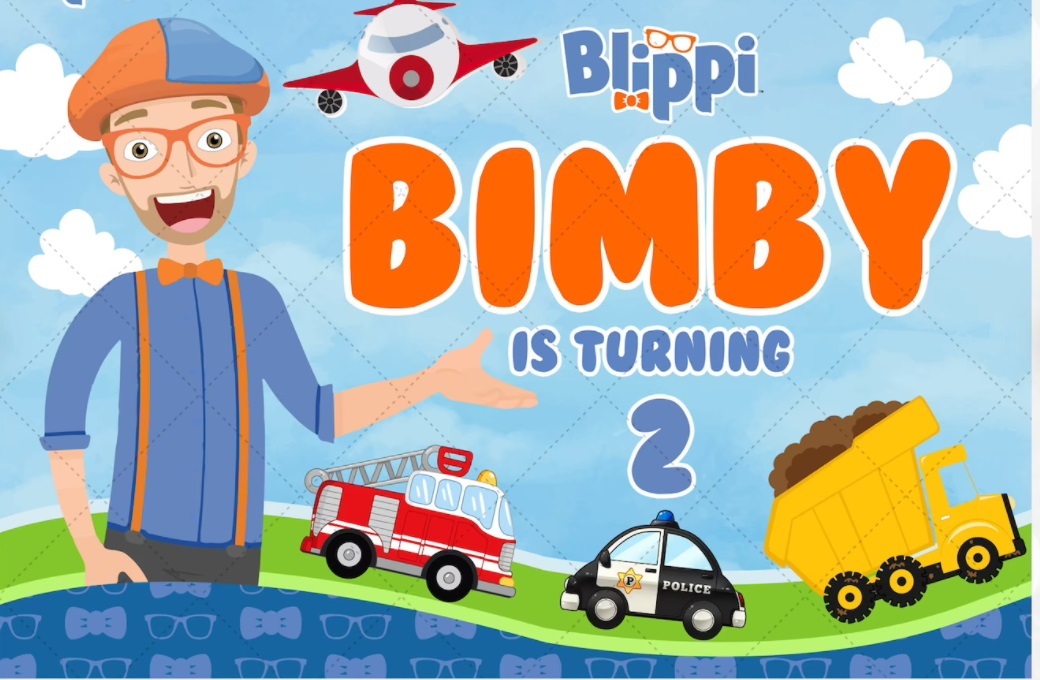 BLIPPI FIRE TRUCK PERSONALISED BIRTHDAY PARTY SUPPLIES BANNER BACKDROP  DECORATIO