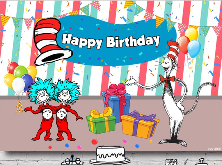 DR SEUSS' THE CAT IN THE HAT PERSONALISED BIRTHDAY PARTY SUPPLIES ...