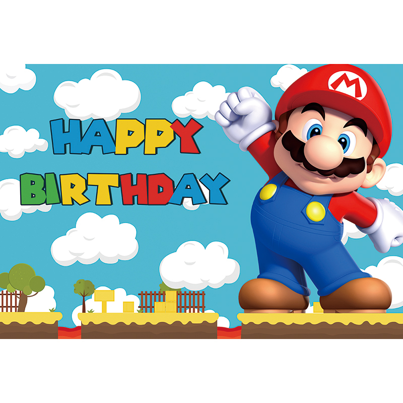 MARIO BROS CLOUD PERSONALISED BIRTHDAY PARTY BANNER BACKDROP BACKGROUND ...