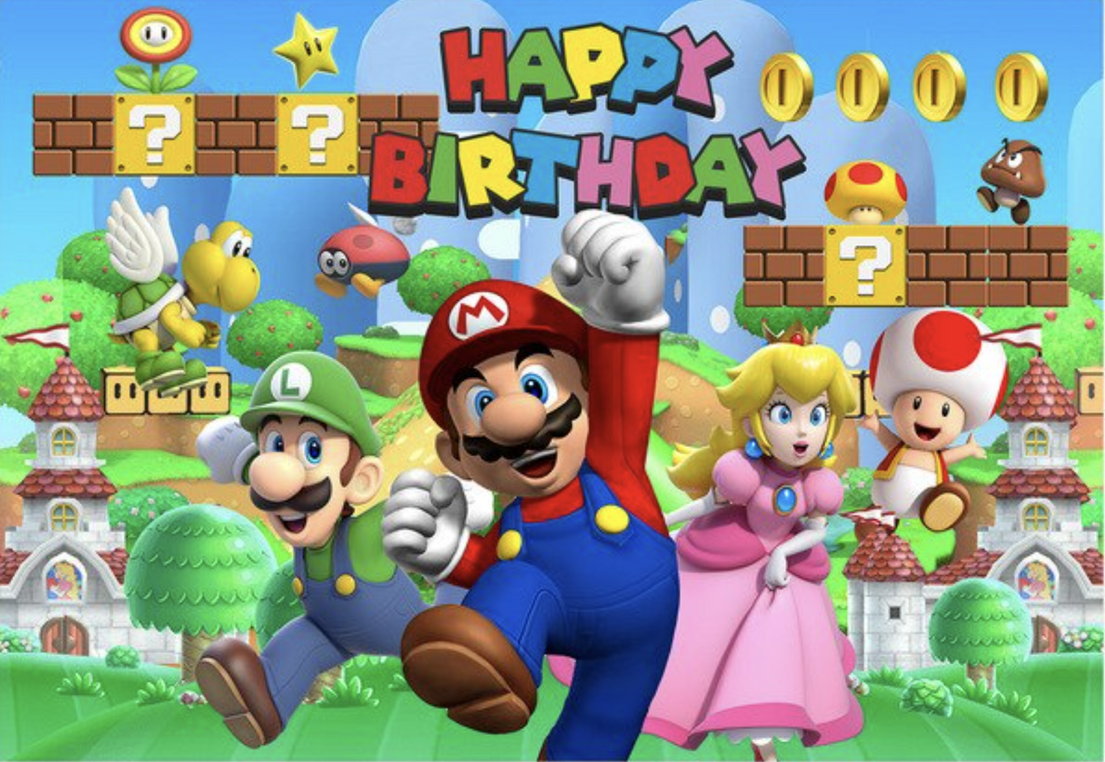 Super Mario Bros Brothers Luigi Peach Toad Nintendo Personalised Birthday  Party Banner Backdrop Decoration - Beebi Belle