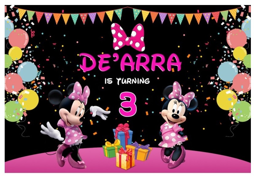 DISNEY MICKEY MINNIE MOUSE POLKADOTS PARTY SUPPLIES ROUND BIRTHDAY  PERSONALISED BANNER BACKDROP DECORATION - Beebi Belle