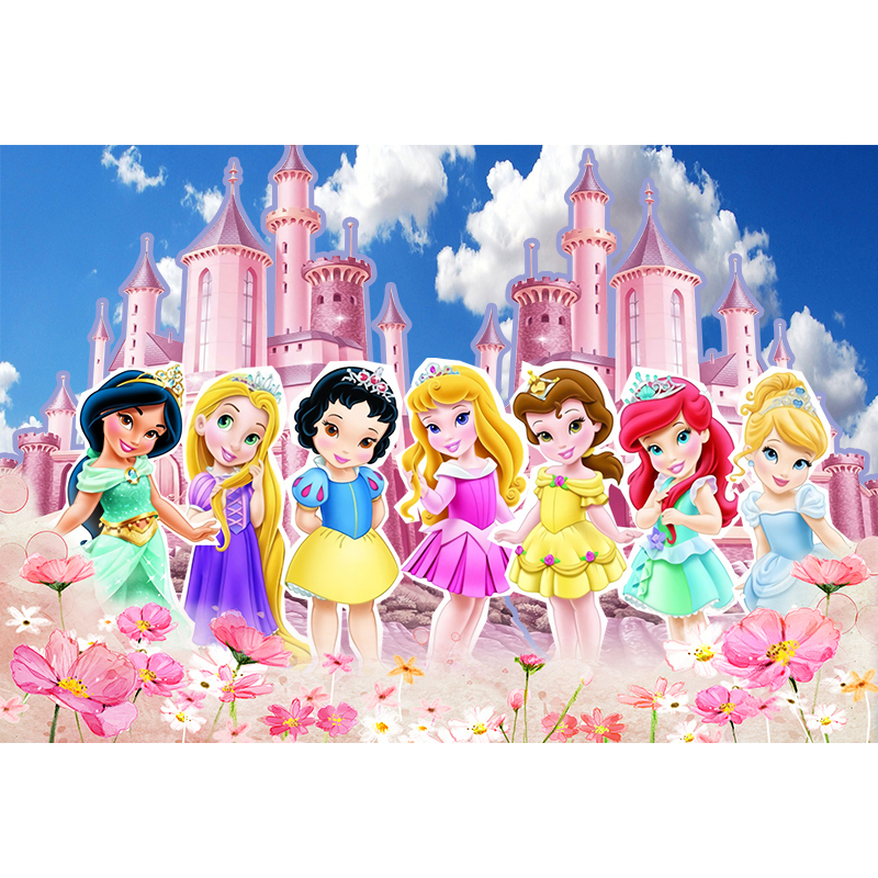 DISNEY PRINCESS CASTLE BABY PERSONALISED BIRTHDAY PARTY SUPPLIES BANNER  BACKDROP
