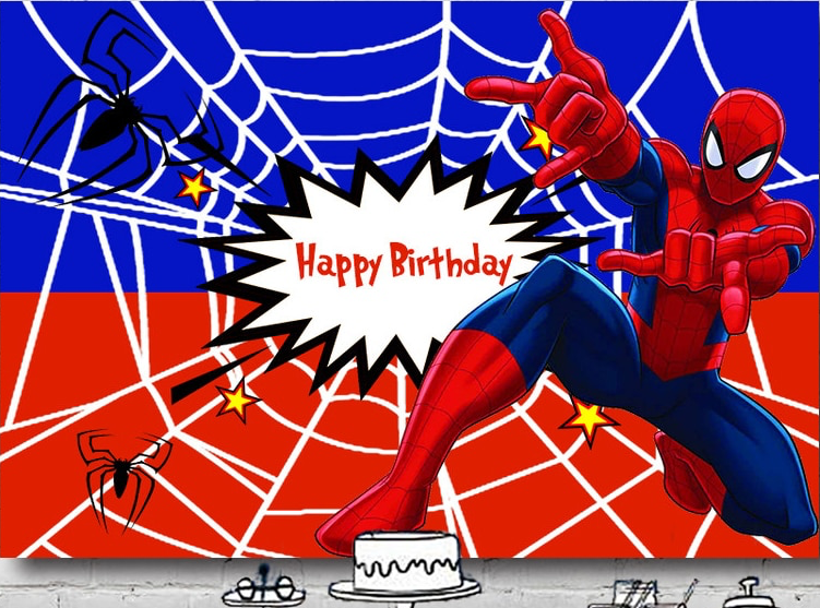 SPIDERMAN WEB SPIDER PERSONALISED BIRTHDAY PARTY SUPPLIES BANNER BACKDROP  DECORATION - Beebi Belle