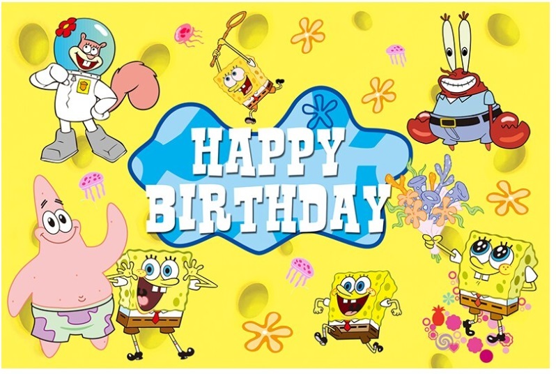 Hình nền Chú Bé Spongebob sinh nhật vui vẻ spongebob background happy birthday cho điện thoại và máy