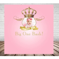 FIRST 1ST GIRL PINK BIRTHDAY PRINCESS PERSONALISED PARTY SUPPLIES BANNER BACKDROP DECORATION
