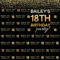 18TH EIGHTEENTH BIRTHDAY PARTY BLACK GOLD BANNER BACKDROP BACKGROUND