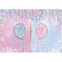 BABY SHOWER GENDER REVEAL BOY GIRL PINK BLUE PERSONALISED BIRTHDAY PARTY SUPPLIES BANNER BACKDROP DECORATION