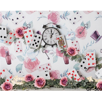ALICE IN WONDERLAND FLOWERS CARDS CLOCK PERSONALISED BIRTHDAY PARTY SUPPLIES BANNER BACKDROP DECORATION