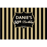 16TH SIXTEENTH BLACK GOLD STRIPES PERSONALISED BIRTHDAY PARTY SUPPLIES BANNER BACKDROP DECORATION