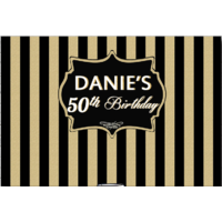 50TH FIFTIETH BLACK GOLD STRIPES PERSONALISED BIRTHDAY PARTY SUPPLIES BANNER BACKDROP DECORATION