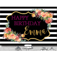18TH EIGHTEENTH FLOWER PERSONALISED BIRTHDAY PARTY BANNER BACKDROP BACKGROUND