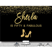 30TH THIRTIETH BLACK GOLD PERSONALISED BIRTHDAY PARTY BANNER BACKDROP BACKGROUND