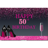 18TH EIGHTEENTH PINK BLACK PERSONALISED BIRTHDAY PARTY SUPPLIES BANNER BACKDROP DECORATION