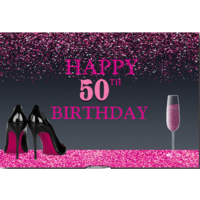 40TH FORTIETH PINK BLACK PERSONALISED BIRTHDAY PARTY SUPPLIES BANNER BACKDROP DECORATION