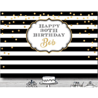18TH EIGHTEENTH WHITE BLACK PERSONALISED BIRTHDAY PARTY SUPPLIES BANNER BACKDROP DECORATION