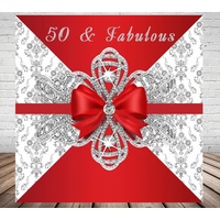 30TH THIRTIETH RED DIAMONDS BIRTHDAY PARTY BANNER BACKDROP BACKGROUND