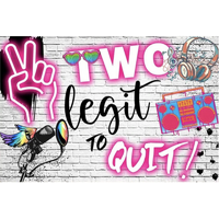 2 LEGIT TO QUIT TURNING AGE TWO GRAFFITI RADIO PERSONALISED BIRTHDAY PARTY SUPPLIES BANNER BACKDROP DECORATION