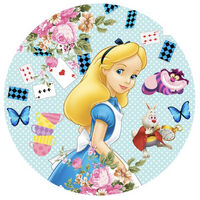 ALICE IN WONDERLAND POLKA DOT MAD HATTER PARTY SUPPLIES ROUND BIRTHDAY PERSONALISED BANNER BACKDROP DECORATION