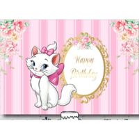 ARISTOCAT MARIE CAT PINK PRETTY PERSONALISED BIRTHDAY PARTY SUPPLIES BANNER BACKDROP DECORATION