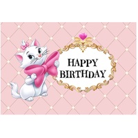 ARISTOCAT MARIE CAT PINK PERSONALISED BIRTHDAY PARTY SUPPLIES BANNER BACKDROP DECORATION