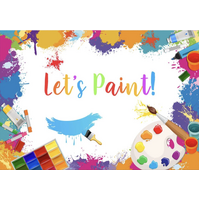 LET'S PAINT ART ABSTRACT PAINTING WATERCOLOURS PERSONALISED BIRTHDAY PARTY SUPPLIES BANNER BACKDROP DECORATION