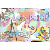 ART LET'S PAINT CANVAS BRUSHES ABSTRACT COLOURS PERSONALISED BIRTHDAY PARTY SUPPLIES BANNER BACKDROP DECORATION