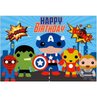AVENGERS SUPER HEROES PERSONALISED BIRTHDAY PARTY SUPPLIES BANNER BACKDROP DECORATION