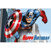 CAPTAIN AMERICA SUPER HERO PERSONALISED BIRTHDAY PARTY SUPPLIES BANNER BACKDROP DECORATION