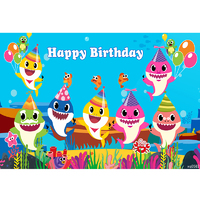 BABY SHARK CRAB TURTLE PERSONALISED BIRTHDAY PARTY SUPPLIES BANNER BACKDROP DECORATION