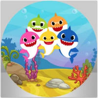 BABY SHARK OCEAN SEA LIFE UNDERWATER CORAL PARTY SUPPLIES ROUND BIRTHDAY PERSONALISED BANNER BACKDROP DECORATION