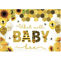 HONEY BEE BABY SHOWER SUNFLOWER HONEYCOMB BALLOONS PERSONALISED PARTY SUPPLIES BANNER BACKDROP DECORATION