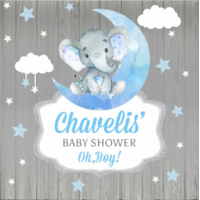 BABY ELEPHANT PERSONALISED BABY SHOWER PARTY BANNER BACKDROP BACKGROUND