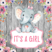 BABY ELEPHANT PINK PERSONALISED BABY SHOWER PARTY BANNER BACKDROP BACKGROUND